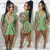 Ingvn - Striped Knitted Sweater Cardigan and Shorts Two Piece Set Women Clothing Fall 2023 Fashion Matching Sets