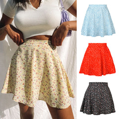Women's European and American Floral Skirt High Waist Umbrella Skirt Invisible Zipper Chiffon Printed Skirt for Women