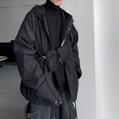 Punk style Padded Jacket Men Women Winter new thickened dark oversize hooded charging cotton jacket men's thick/thin Top