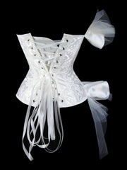 Flirty Ruffle Strapless Corset Bustier - Ultimate Tummy Control Shapewear - Adjustable Lace-Up Jacquard Body Sculptor for Women