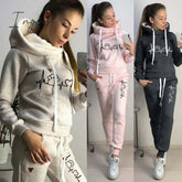 Ingvn - Two Piece Sets Casual Tracksuit Women Hooded Pullover Hoodies and Pants Suit Outfits Female Sweatshirts Autumn Spring Tracksuits