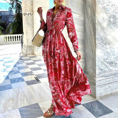 Ingvn - Fashion Printed Long Sleeve Dress