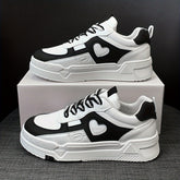Trendy Women's Low Top Colorblock Platform Sneakers, Love Pattern Casual Walking Trainers