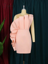 Ingvn - Women Pink Dress Party Ruffle Stylish Occasion Celebrate Sleveless Mesh Patchwork Elegant Slim Summer Homecoming Robe Gowns