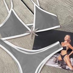 Shiny Star Bikinis Sexy Women Swimsuit Female Swimwear Bandeau Biquini Thong Triangle Swimming Suits Halter Bodysuit Beachwear