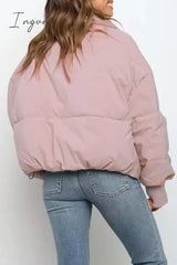 Ingvn - Casual Solid Pocket Zipper Mandarin Collar Outerwear