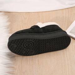 Cozy & Stylish Women's Winter Snow Boots - Plush Lined, Slip-On Loafers with Metal Buckle Detail, Warm Outdoor Footwear