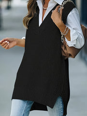 Cozy Plus Size Solid Knit V Neck Sleeveless Sweater Vest - Women Plus Size Clothing - Soft, Casual, Warm, and Stylish Top for Fall and Winter Seasons