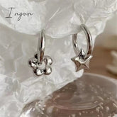 Korean Fashion Geometric Earrings Asymmetric Flower Star Earrings for Women Men Hip Hop Earrings Jewelry Accessories Gift