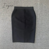Ingvn - High Quality Women New Rayon Bandgae Skirt Elegant Pencil Skirt Celebrity Sexy Club Party Wear Vintage Vestios