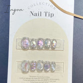 10Pcs Short Handmade Press on Nails Aurora Borealis Colours Ballet Wearable False Nails Decoration Full Cover Nail Tips Art