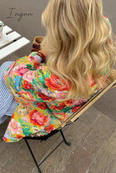 Ingvn - Elegant Floral Patchwork Contrast O Neck Outerwear