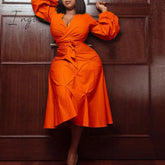 Ingvn - African Dresses For Women Fashion New Africa Summer New Style Puff Sleeve High Waist A line Elegant Night Party Vestidos