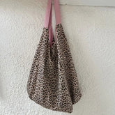 Ingvn New Spring Summer Korean Leopard Pattern Tote Bag Women's Fashion Single Shoulder Bags Double-sided Canvas Bag