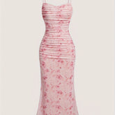 High Stretch Floral Print Mesh Cami Dress - Machine Washable, Lettuce Hem - Perfect for All Seasons