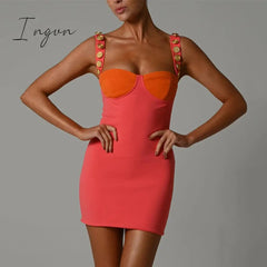 Ingvn - Elegant Strapless Sexy Bodycon Maxi Dress Summer Sleeveless Button Buckles Slim Bandage Long Party Women Dress Midi Vestidos