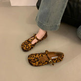 Leopard Women Shoes Flats Mary Jane Walking Casual Spring Fashion Woman Dress Buckle Retro Single Shoes Zapatillas De Muje