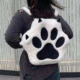 Ingvn Cute Cat Paw Plush Backpack with Adjustable Straps Kawaii Bag with Zipper JK Girls Bag Cartoon Backpack for Women Girls