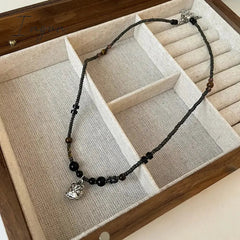 Vintage Chinese Style Lion Pendant Beaded Necklace for Women Men Lucky Punk Clothing Unusual Stone Bead Choker On The Neck Beads