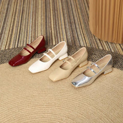 Mary Jane Shoes for Women Spring New Shallow Thick Heeled Single Shoes Soft and Comfortable Ballet Wedding Shoes Zapatos Mujer