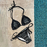 Black Lace Bikinis Sexy Women Swimsuit Female Swimwear Micro Bikini Set Bandeau Swimming Suit Beachwear Brazilian Biquini