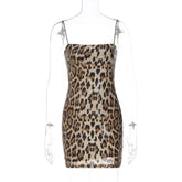 Pphmm outfit inspo Sexy Hot New Fashion Leopard Print Street Style Nightclub All-Match Strap Sequin Dress Women's Clothing