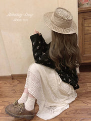Thin Lace Half Skirt Women Summer Long Skirts Japanese Style Vintage Cake Skirts for Women Korean Fashion Faldas Largas