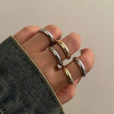INGVN 8Pcs/Set Creative Smooth Water Drop Rings for Women Vintage Geometric Adjustable Open Finger Nail Ring Couple Wed Accessories