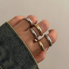 INGVN 8Pcs/Set Creative Smooth Water Drop Rings for Women Vintage Geometric Adjustable Open Finger Nail Ring Couple Wed Accessories