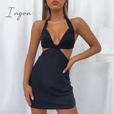 Ingvn - Halter Hollow Out Dress Women Bandage Slim Strapless Bodycon Dress Sexy Mini Backless Summer Party Dresses