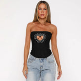 Diamond Glitter Sexy Crop Tops For Woman Fashion Off-shoulder Strapless Sleeveless Backless Skinny Club Tank Tops