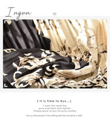 Ingvn - Vintage Long Dress Popular Full Sleeve Spring Fall New Loose A-Line Printed Leopard Pleated Women Dress Elegant Robe y1470
