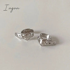 Japan retro Heart Belt Waistband Shape Small Ear Clip Earring for Women Metal Silver Color Ear Cuff Aesthetic Jewelry 1 pc
