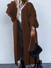 Women's Stylish All-Season Cardigan - Durable Knit with Chic Solid Color, Micro Elasticity, Open Front, and Side Splits