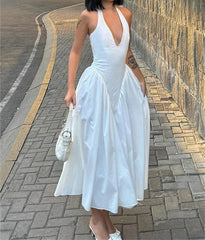 Ladies Summer Evening Party New Fashion Dress Women Sleeveless Backless V-Neck Sexy Maxi Dresses Night Clubwear Female Outfits