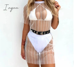 Ingvn - Summer Women Beach Swimsuit Cover Up Sexy Mesh Sheer Bikini Beach Cover Up Swimsuit Bathing Loose Bikini Tops swimwear New