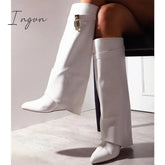 Ingvn - Comfy Leather Hidden Wedge Heel Roman Boots