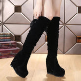 Ingvn Footwear Wedge Heel Shoes for Women Platform Ladies Boots Elastic Thigh High Above Over The Knee Pu Waterproof Spring Autumn Y2k