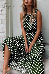 Ingvn - Polka Dot Round Neck Dress(5 colors)