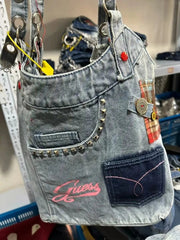 Ingvn Korean Y2k Denim Patchwork Underarm Bag Large Capacity Shoulder Bag Women's Commuter Bag Summer Retro Denim Women's Bag