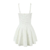 Sexy Women Lace Trim Jacquard Sling Mini Dress Low Waist Summer Ladies Party Robe
