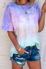 Ingvn - O Neck Tie-dye Multicolor T-shirt