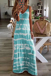 Ingvn - V Neck Spaghetti Strap Casual Maxi Dress(3 colors)