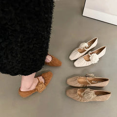 Ingvn Women Pumps Shoes Fashion Shallow Flower Ladies Slip On Shoes Street Style Dress Mary Jane Shoes