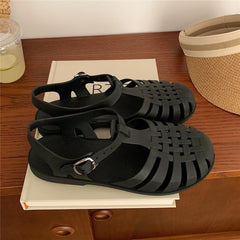 Women Sandals Casual Comfortable Female Footwear Jelly Shoes Summer Ankle Strap Rubber Shoes Soft Sole Non-slip Mom Shoes