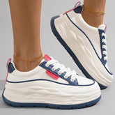 Women's Colorblock Platform Sneakers, Casual Lace Up Outdoor Shoes, Comfortable Low Top Sport Shoes Autumn Shoe