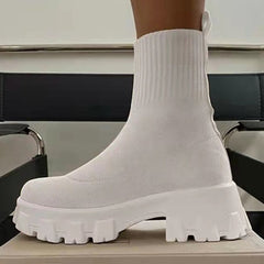 Women Boots Platform Boots For Autumn Winter Shoes Slip On Platform Shoes Women Ankle Boots White Heels Short Botas Mujer