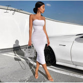 Ingvn - Women Bodycon Dress Female Lantern Sleeve Y2K Corset Chiffon Dresses Beach Vacation Outfit Sexy Party Mini White Dress Summer