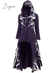 Ingvn - Women's Plus Size Winter Coat Coat Print Abstract Outdoor Halloween Long Sleeve Hoodie Long Winter Fall Black Blue Purple L XL XXL 3XL 4XL