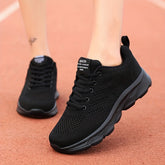 Women'S Solid Color Casual Sneakers, Breathable Athletic Shoes with Thick Sole, Low Top Lace-Up Walking Shoes, Fabric Upper, EVA Sole, Fabric Lining, All-Season Fashion Footwear